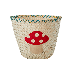 Basket with Mushroom Embroidery - Medium