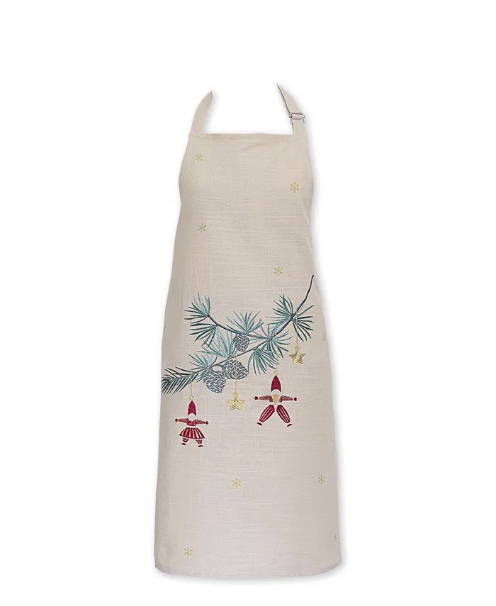 Schürze Apron Juana sand mit Stickerei