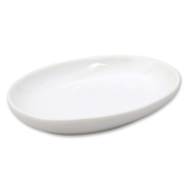 Seifenschale oval Porzellan mit Rillen