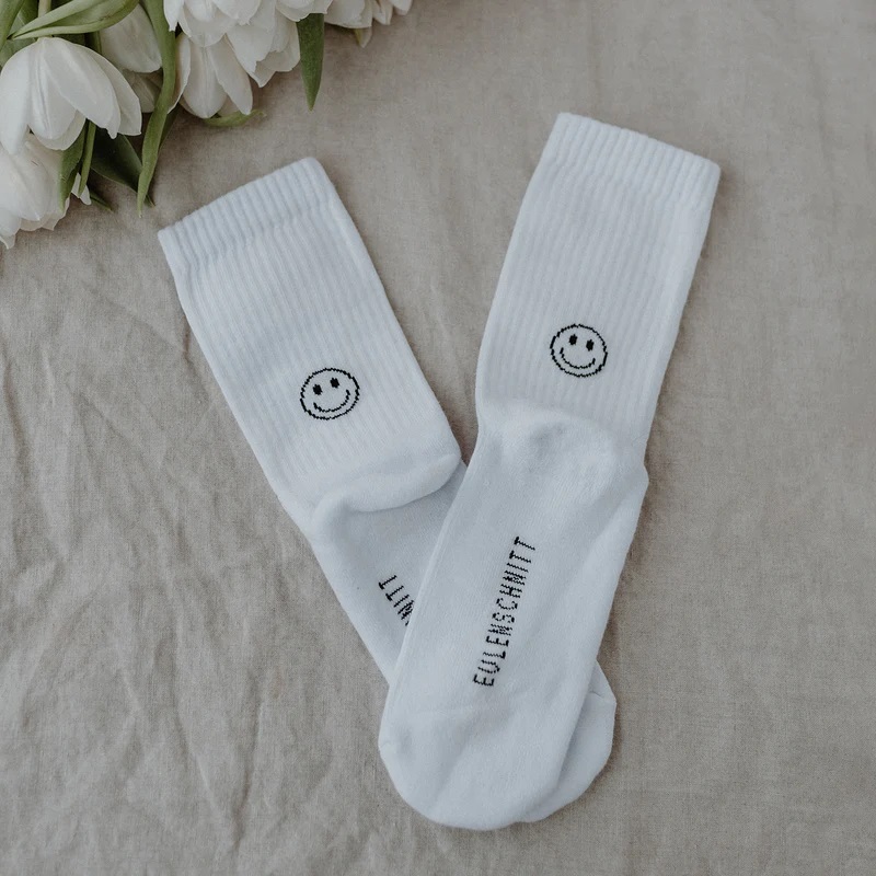 Socken weiß Smiley schwarz 39-42