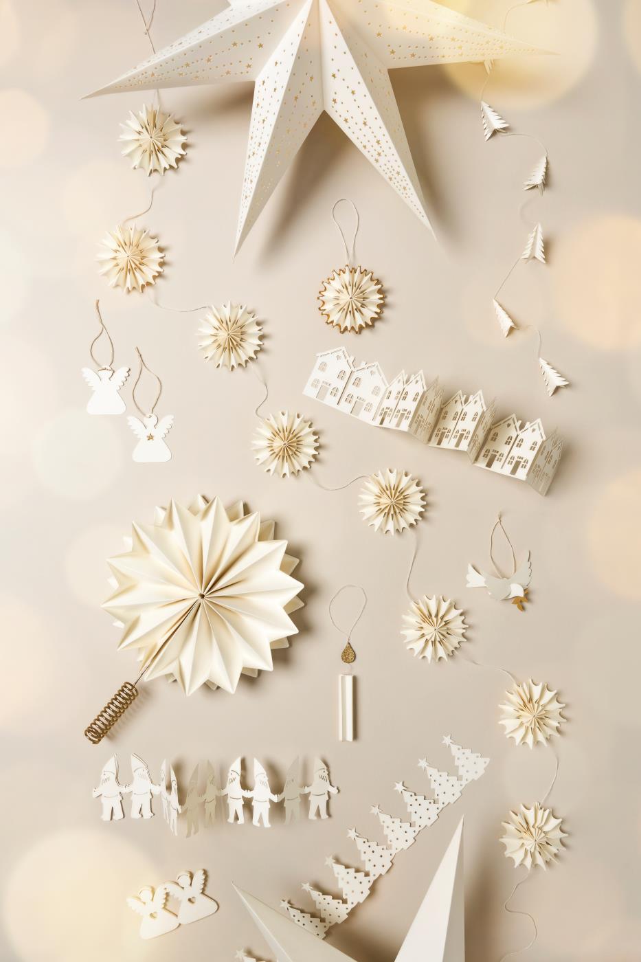 Christbaumstern weiß mit messingfarbenem Halter Stella