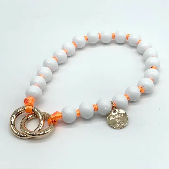 Handykette kurz Holz milky white neon orange 3 in 1
