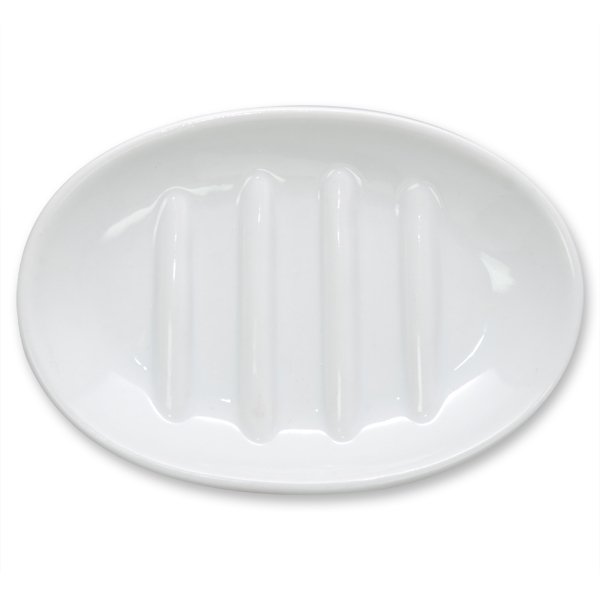 Seifenschale oval Porzellan mit Rillen