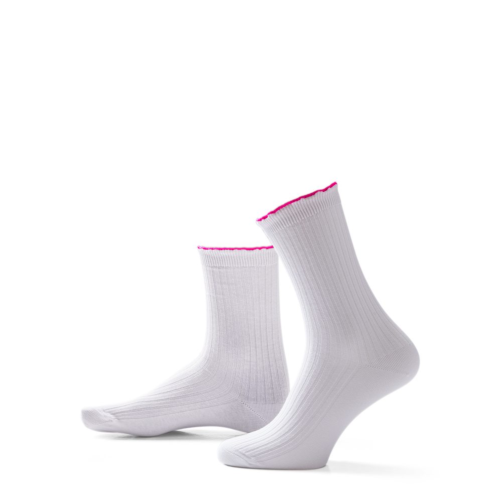 Trend Socken rüschen medium Baumwolle white neon pink 37-41