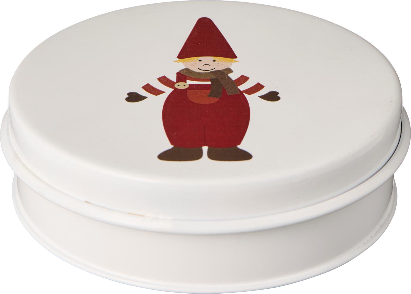 Dose mit Tannenbaum-Keksausstechern Wichtelmännchen auf Deckel