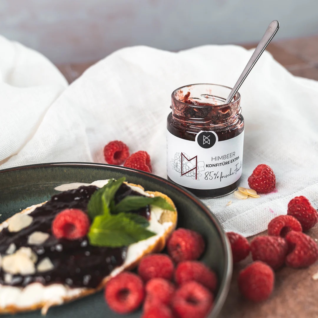 Himbeer Konfitüre aus 85% frischen Früchten 40g