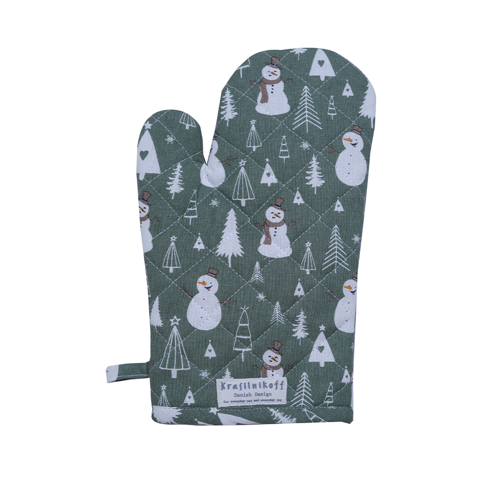 Oven mitt, Snowman Solid, Green