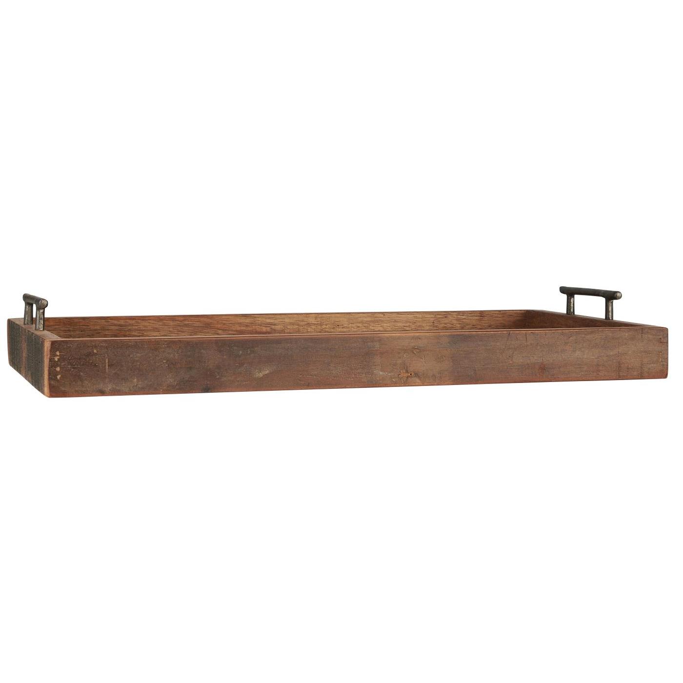 Holztablett mit Metallhenkeln