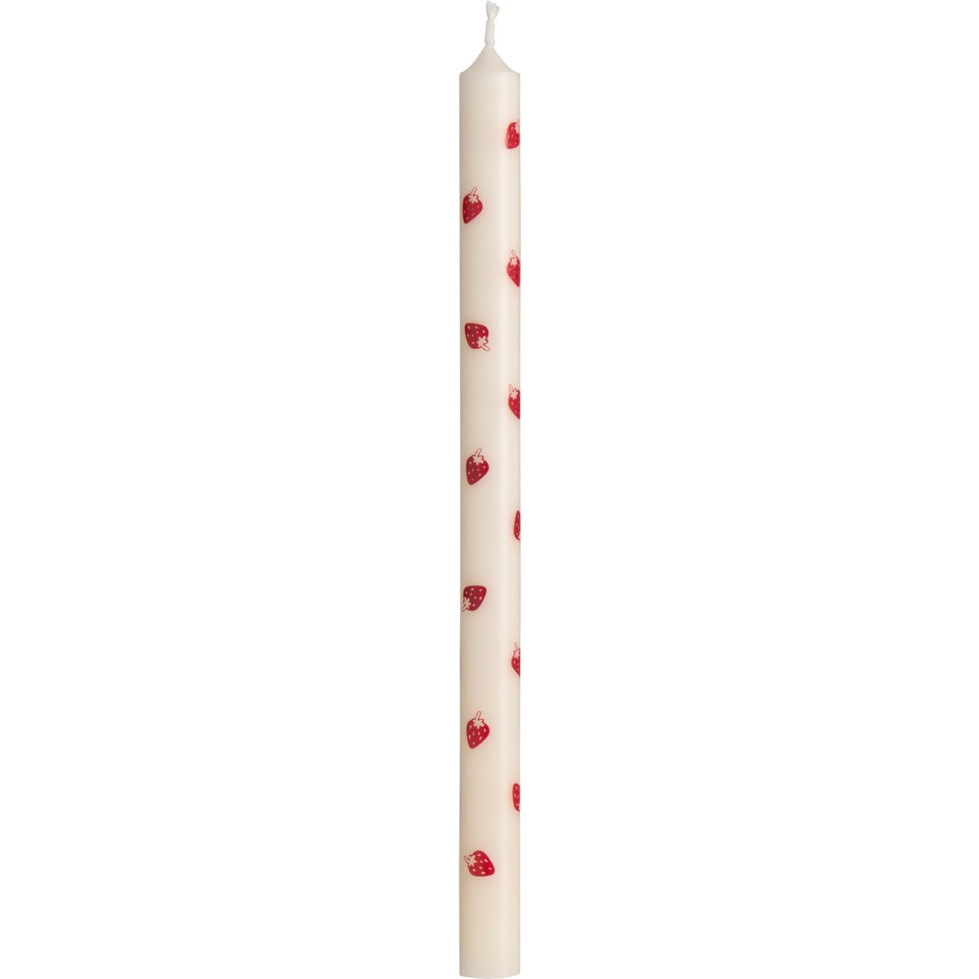 Dünne hohe Kerze mit Erdbeeren 20cm