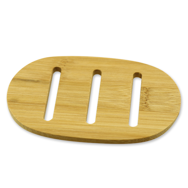 Seifenschale Porzellan oval mit Holz-Einsatz
