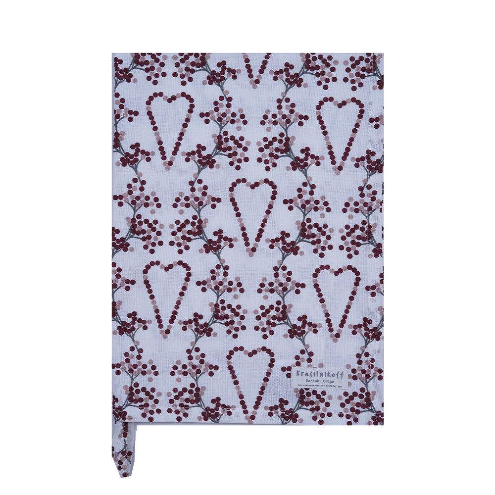 Tea Towel, Berry Heart, Grey