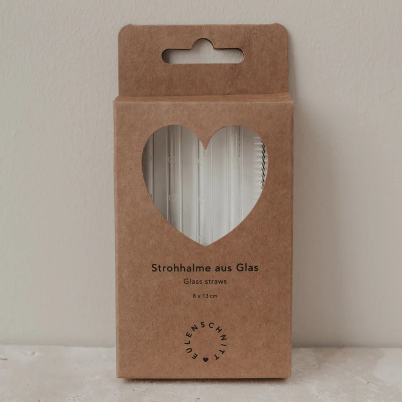 Strohhalme Herz aus Glas 20cm im 4er Set