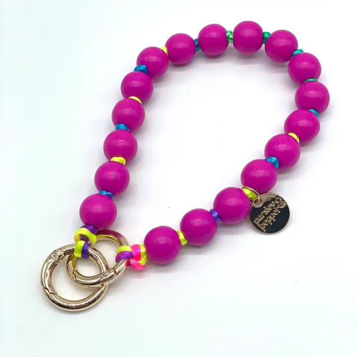 Handykette kurz Holz pink multicolor 3 in 1