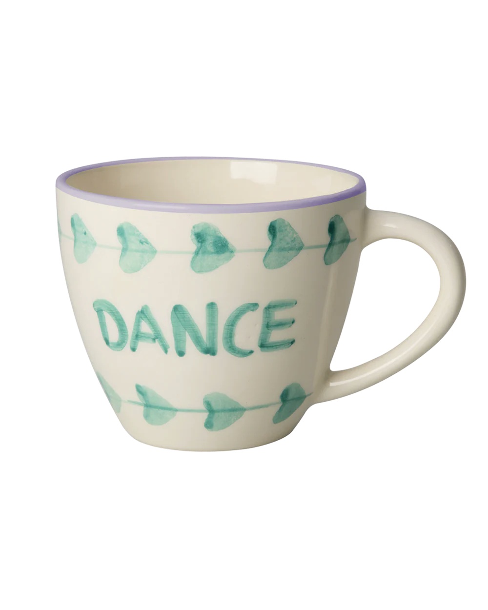 Großer Keramik Becher - Gebrochenes Weiß - Hand-painted DANCE