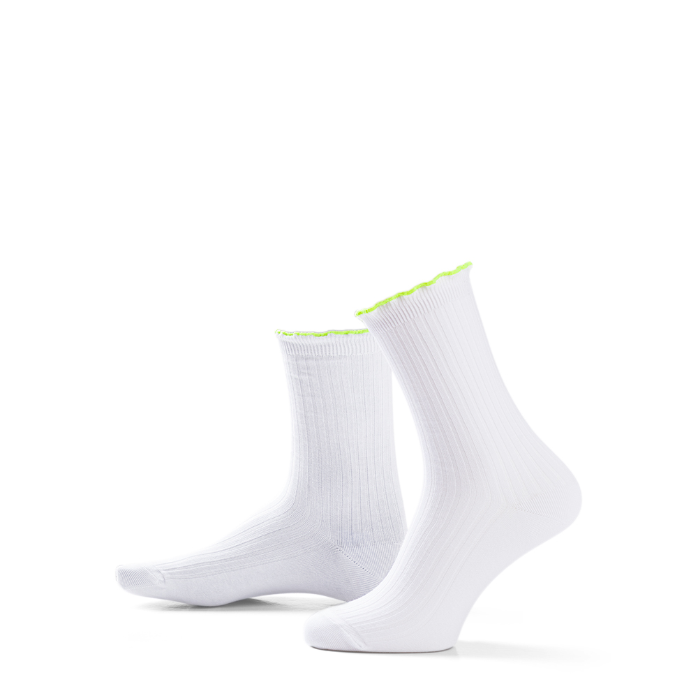 Trend Socken rüschen medium Baumwolle white neon green 37-41