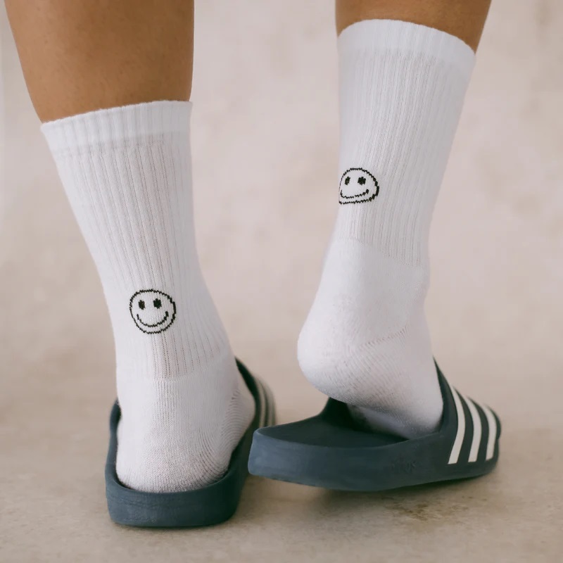 Socken weiß Smiley schwarz 39-42