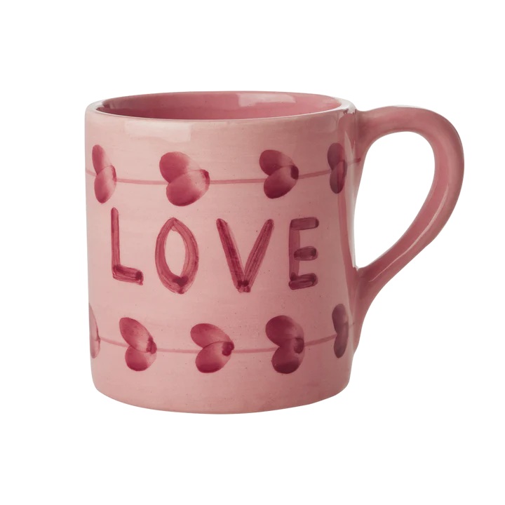 Keramik Becher - Pink - Hand-painted LOVE