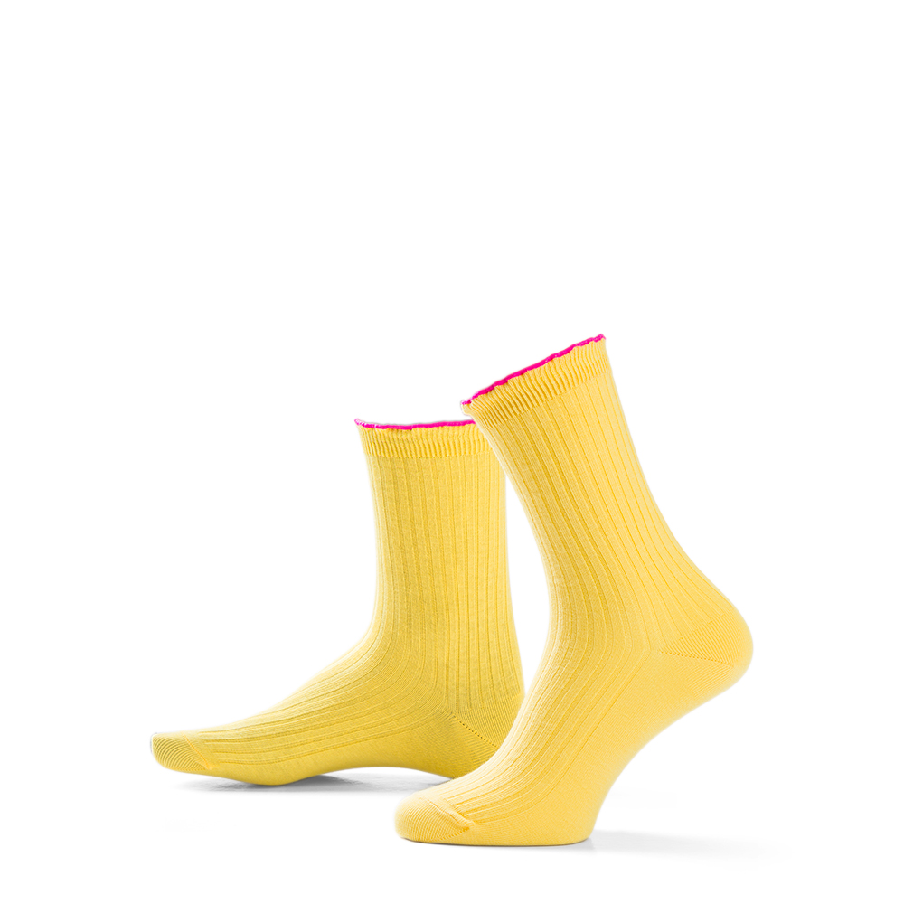 Trend Socken rüschen medium Baumwolle yellow neon pink 37-41