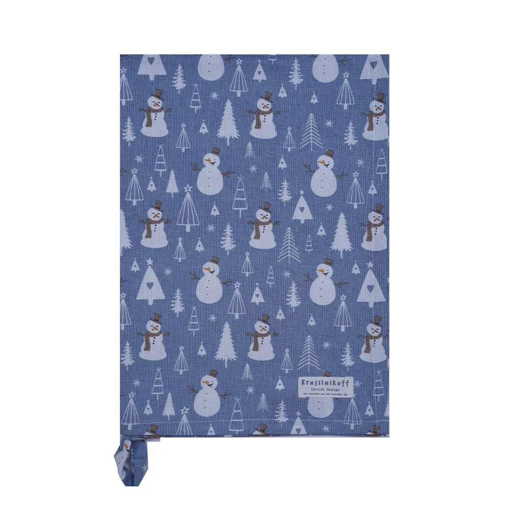 Tea Towel, Snowman Solid, Blue