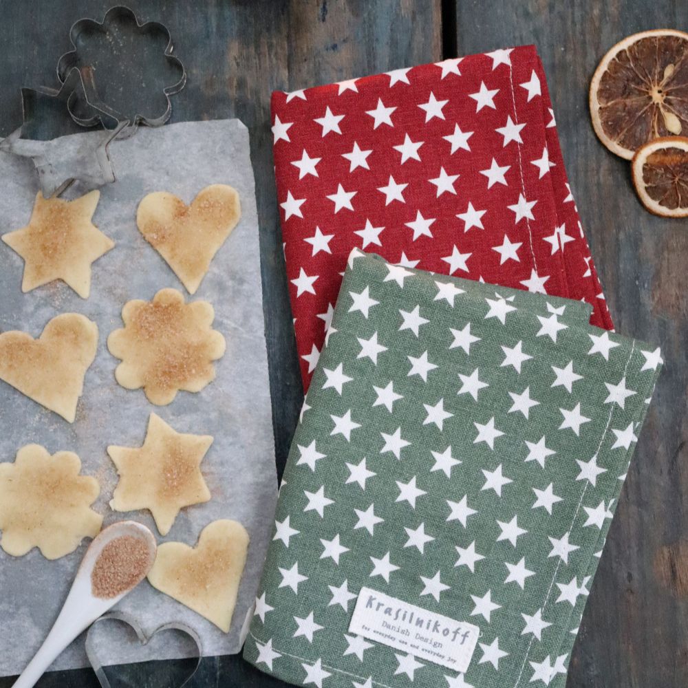 Tea Towel, Stars, Green