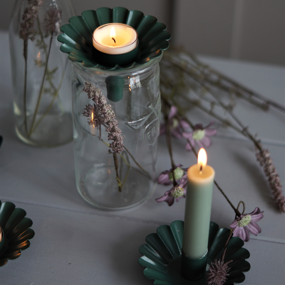 Kerzenhalter Candle holder bottle sunflower green