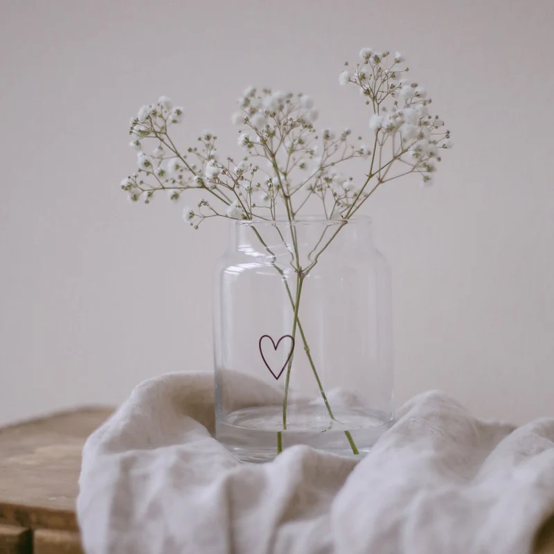 Vase aus Glas groß Herz