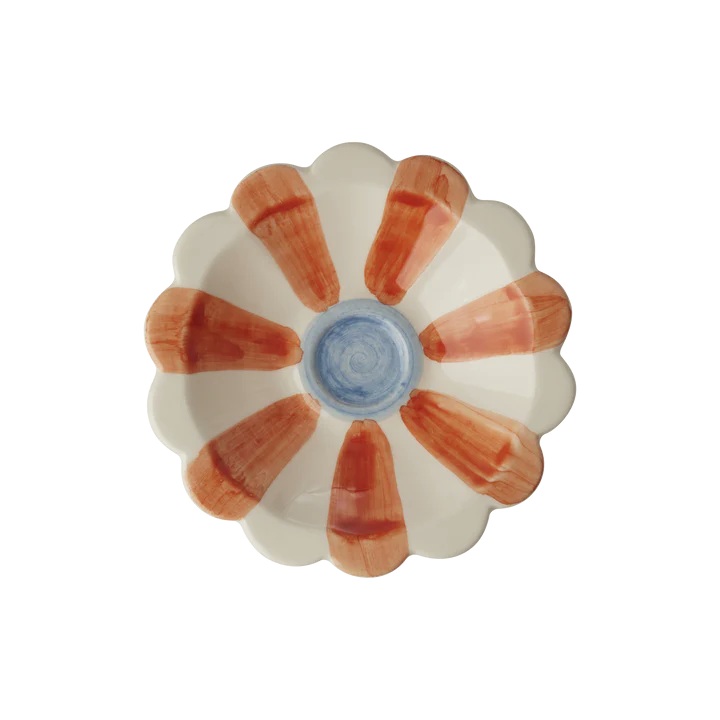 Kleine Keramik Dipschälchen - Hand-painted Stripes - orange