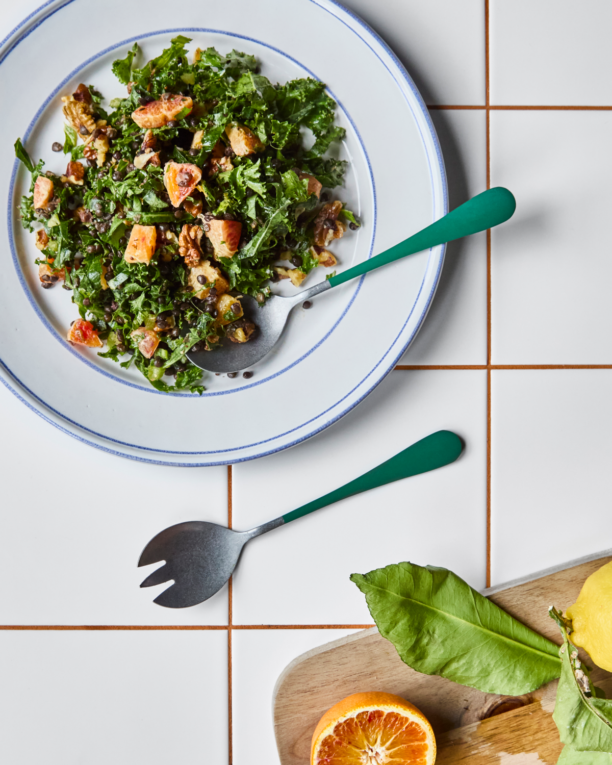 Salatbesteck Set grün