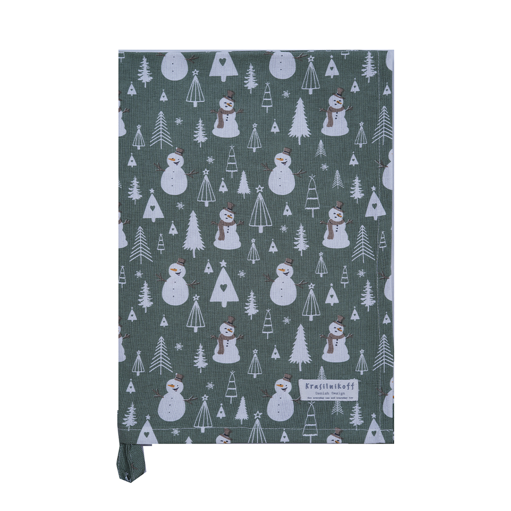 Tea Towel, Snowman Solid, Green
