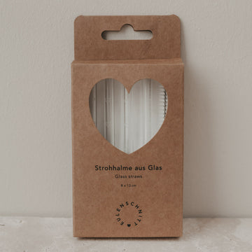 Strohhalme Herzen aus Glas 13cm im 4er Set