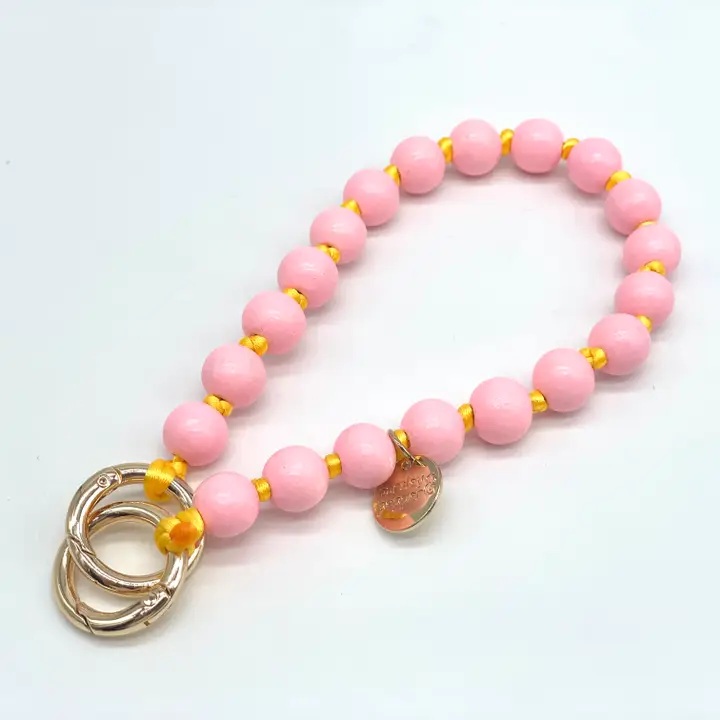 Handykette kurz Holz rosa gelb 3 in 1