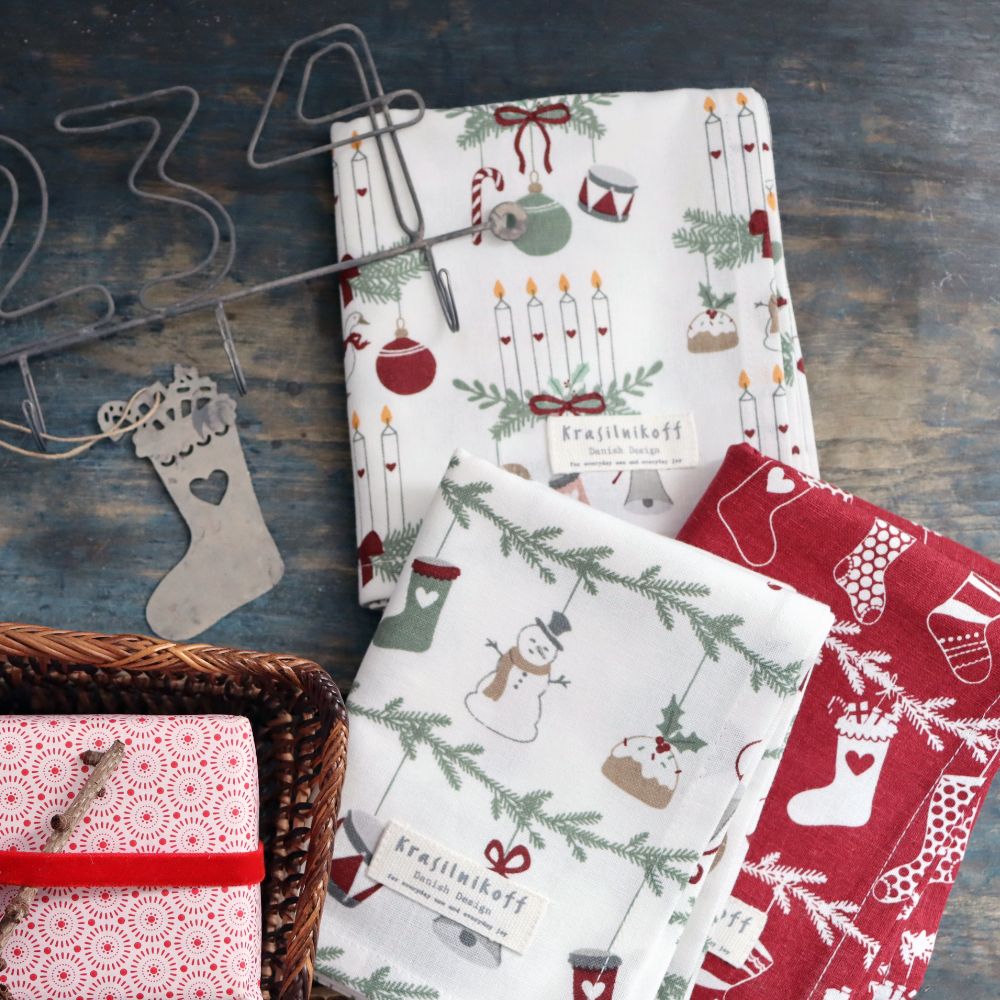 Tea Towel, Advent Guirlande, White