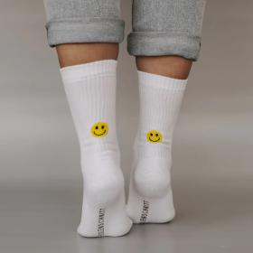 Socken weiß Smiley gelb 35-38 