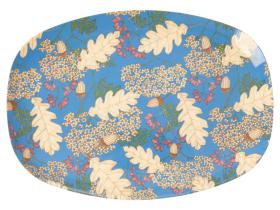 Melamine Rectangular Plate with Autumn and Acorns Print 