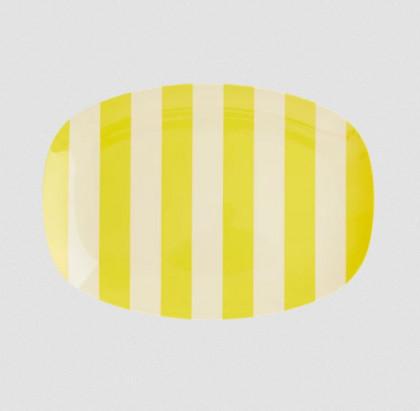 Melamine Rectangular Plate small Yellow stripes print 